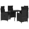 vidaXL Sofa Table Set 5 pcs Black PE Rattan and Powder-Coated Steel
