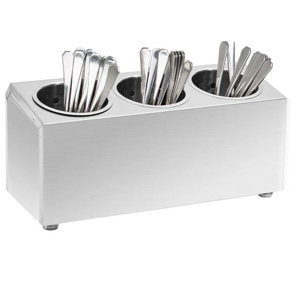 vidaXL Cutlery Holder 3 Grids Rectangular Stainless Steel