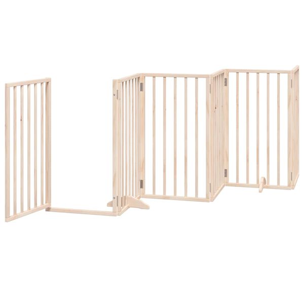 vidaXL Dog Gate with Door Foldable 6 Panels 300 cm Poplar Wood