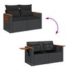 vidaXL Garden Sofa with Cushions 2-Seater Black Poly Rattan
