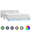 vidaXL Bed Frame with LED without Mattress White 180x200 cm Super King