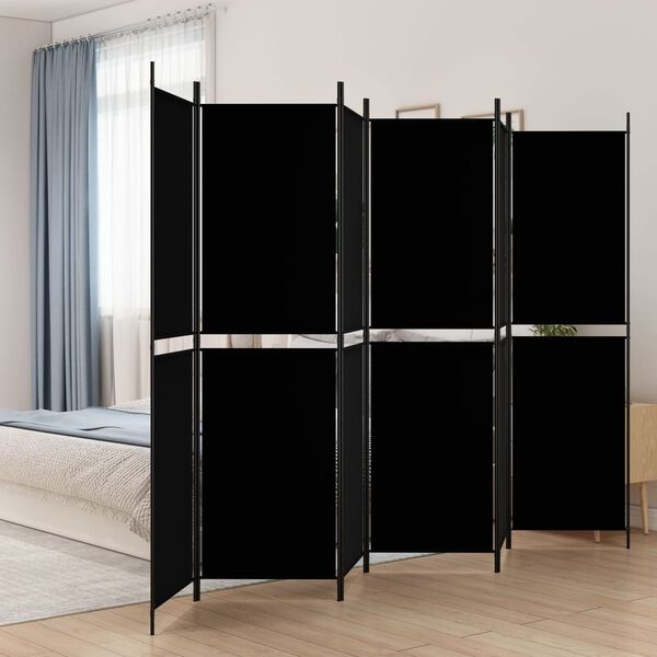 vidaXL 6-Panel Room Divider Black 300x200 cm Fabric