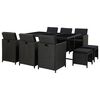 vidaXL 11 Piece Outdoor Dining Set with Cushions Poly Rattan Black