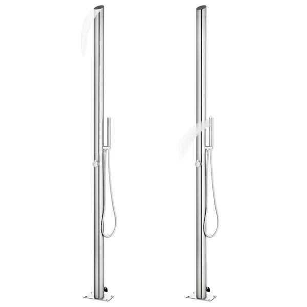 vidaXL Garden Shower with Grey Base 225 cm Stainless Steel