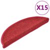 vidaXL Stair Mats 15 pcs 56x17x3 cm Red Half Round