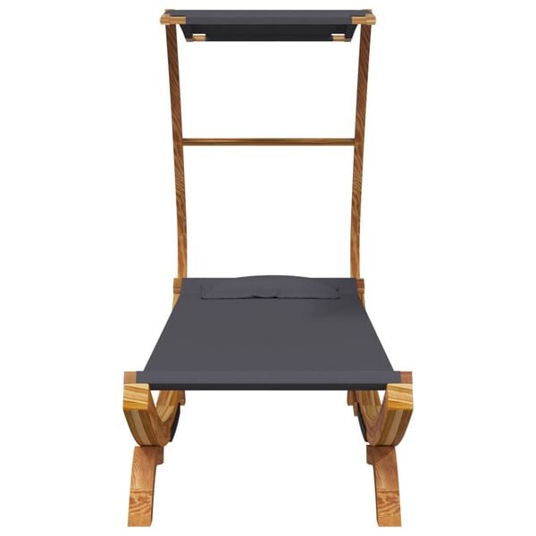 vidaXL Outdoor Lounge Bed with Canopy 100x190x134 cm Solid Bent Wood Anthracite