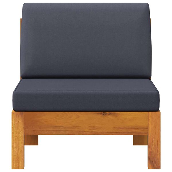 vidaXL Middle Sofa with Dark Grey Cushions Solid Acacia Wood