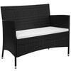 vidaXL 2 Piece Garden Lounge Set with Cushion Poly Rattan Black