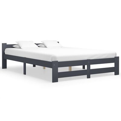 vidaXL Bed Frame Dark Grey Solid Pine Wood 120x200 cm