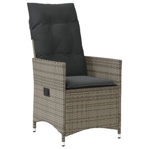 vidaXL Reclining Garden Chair with Cushions Grey Poly Rattan