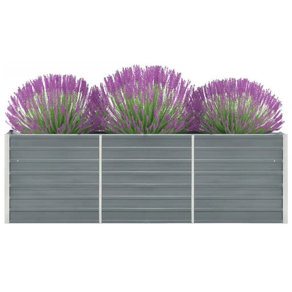 vidaXL Garden Raised Bed Galvanised Steel 240x40x77 cm Grey