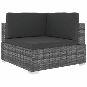 vidaXL Corner Seat | Grey | PE rattan, Powder-coated steel, Polyester | Standard