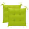 vidaXL Garden Chairs with Bright Green Cushions 2 pcs Solid Teak Wood