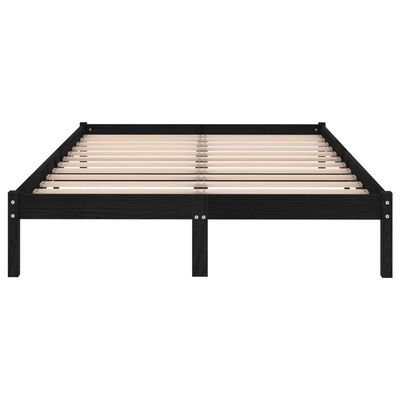 vidaXL Bed Frame without Mattress Black Solid Wood Super King Size