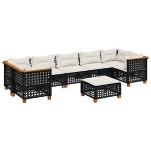vidaXL 8 Piece Garden Sofa Set with Cushions Black Poly Rattan