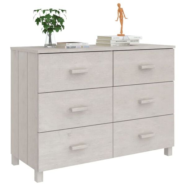 vidaXL Sideboard HAMAR White 113x40x80 cm Solid Wood Pine