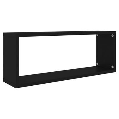 vidaXL Wall Cube Shelf 2 pcs Black 60x15x23 cm Engineered Wood