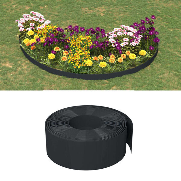 vidaXL Garden Edgings 3 pcs Black 10 m 20 cm Polyethylene