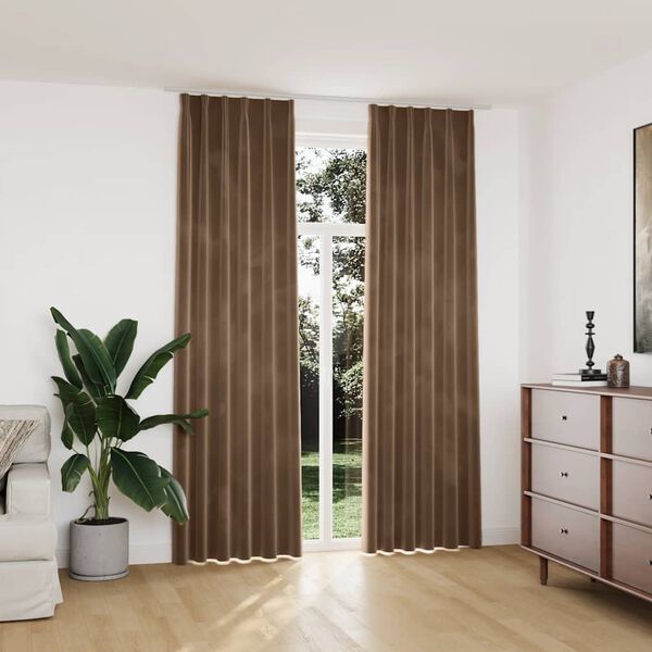 vidaXL Blackout Curtains 2 pcs with Hooks Velvet Beige 140x245 cm