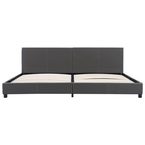 vidaXL Bed Frame without Mattress Grey Faux Leather 180x200 cm Super King
