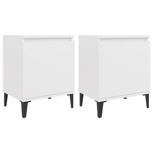 vidaXL Bed Cabinets with Metal Legs White 40x30x50 cm