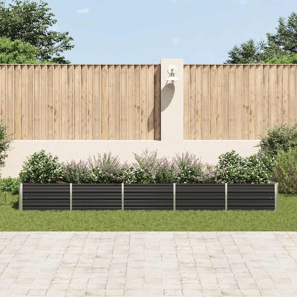 vidaXL Garden Raised Bed Galvanised Steel 400x80x45 cm Anthracite