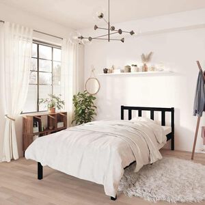 vidaXL 810071 vidaXL Bed Frame without Mattress Black Solid Wood 90x200 cm