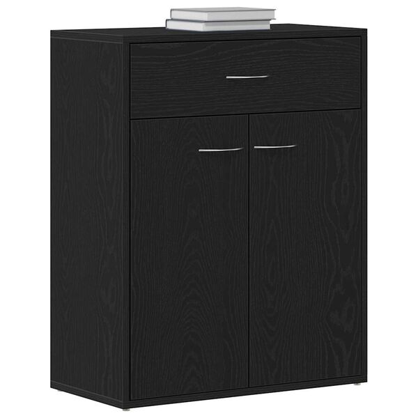 vidaXL Sideboard with Drawer Black Oak 60 x 30 x 75 cm Engineered Wood