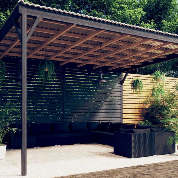 vidaXL 10 Piece Garden Lounge Set with Cushions Poly Rattan Black