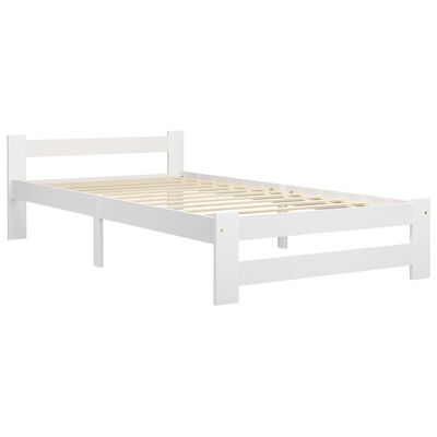 vidaXL Bed Frame White Solid Pine Wood 100x200 cm