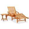 vidaXL Garden Sun Lounger with Table and Cushion Solid Acacia Wood