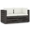 vidaXL 2-Seater Garden Sofa with Cushions Grey Impregnated Wood