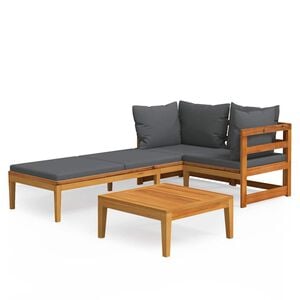 vidaXL 3 Piece Garden Lounge Set with Dark Grey Cushions Acacia Wood