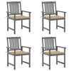 vidaXL Garden Chairs with Cushions 4 pcs Grey Solid Acacia Wood