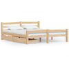 vidaXL Bed Frame without Mattress with 2 Drawers Solid Wood 160x200 cm