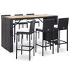 vidaXL Garden Bar Set | Black (Rattan), Cream (Cushions)