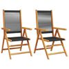 vidaXL Folding Chairs 2 pcs Black Solid Wood Acacia and Polypropylene
