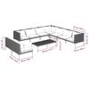 vidaXL 10 Piece Garden Lounge Set with Cushions Poly Rattan Dark Grey