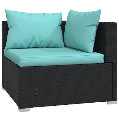 vidaXL 6 Piece Garden Lounge Set with Cushions Poly Rattan Black