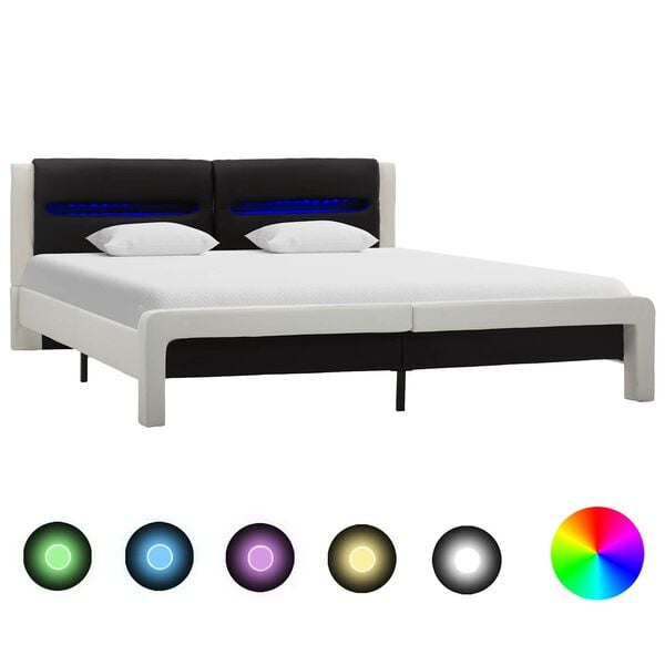 vidaXL Bed Frame White and Black 120 x 200 cm Faux Leather