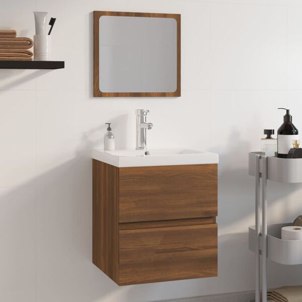 vidaXL Bathroom Furniture Set Brown Oak Engineered Wood