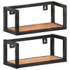 vidaXL Wall Shelf | Set of 2 | Black frame, Natural wood