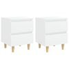 vidaXL Bed Cabinets with Solid Pinewood Legs 2 pcs White 40x35x50 cm