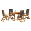 vidaXL 5 Piece Garden Dining Set Solid Wood Acacia and Textilene