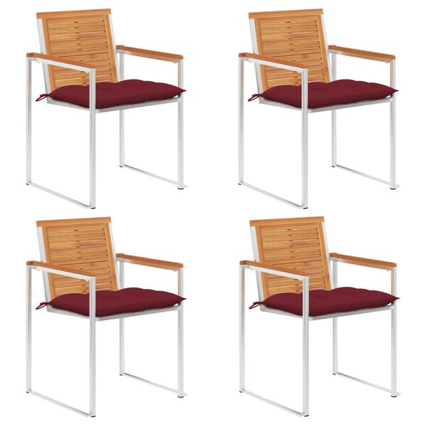 vidaXL Garden Chairs 4 pcs with Cushions Solid Acacia Wood