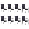 vidaXL 9 Piece Garden Dining Set Poly Rattan Black