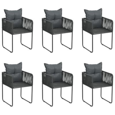 vidaXL Outdoor Chairs 6 pcs with Pillows Poly Rattan Black