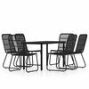 vidaXL 7 Piece Garden Dining Set Black