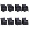 vidaXL 9 Piece Garden Dining Set Black