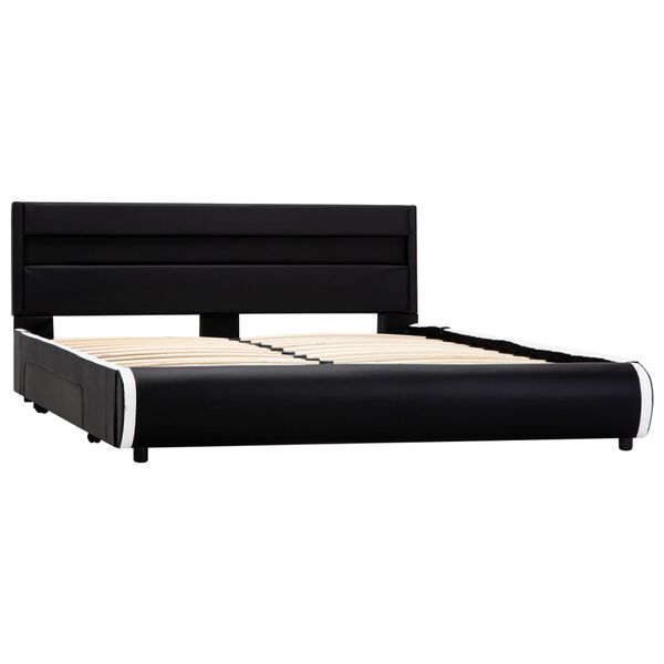 vidaXL Bed Frame without Mattress with LED Black Faux Leather 140x200 cm